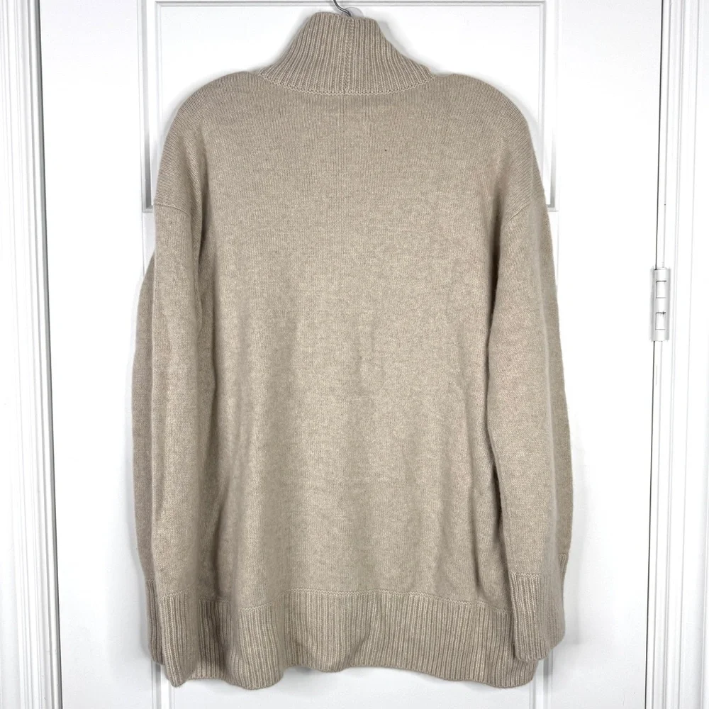 VINCE 100% Cashmere Soft Turtleneck Sweater NEW Size L Oatmeal